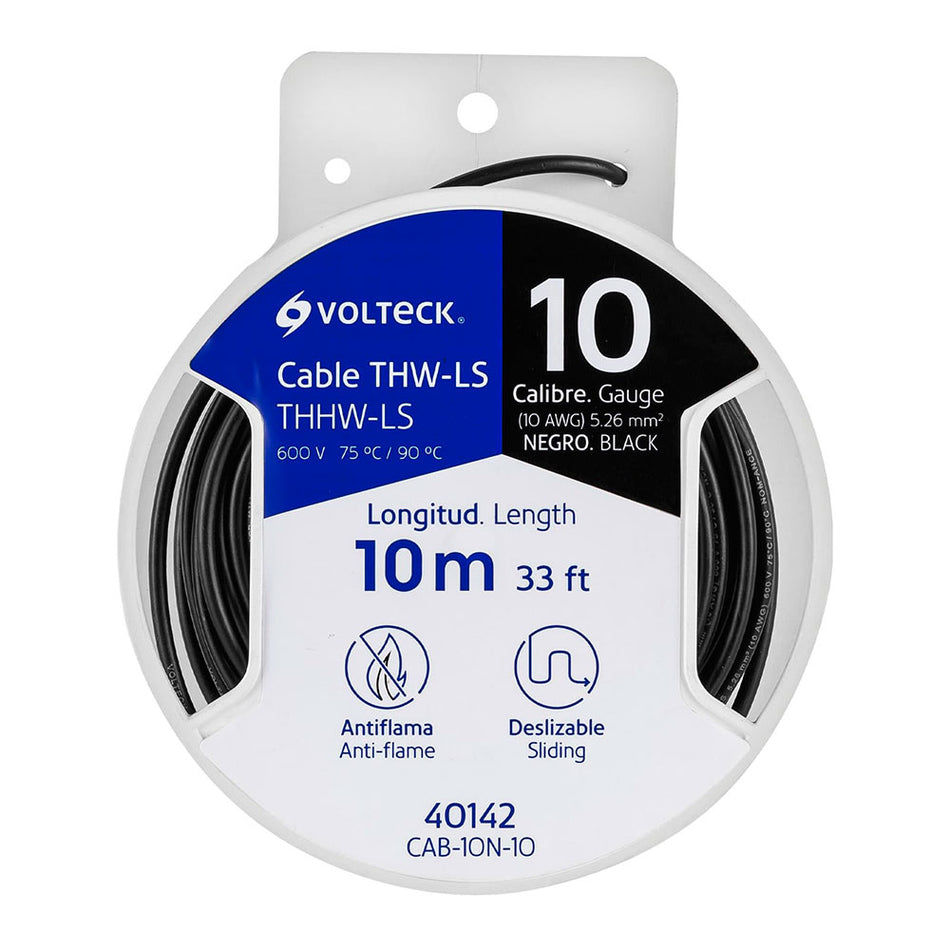 Carrete con 10 m de cable THHW-LS 10 AWG