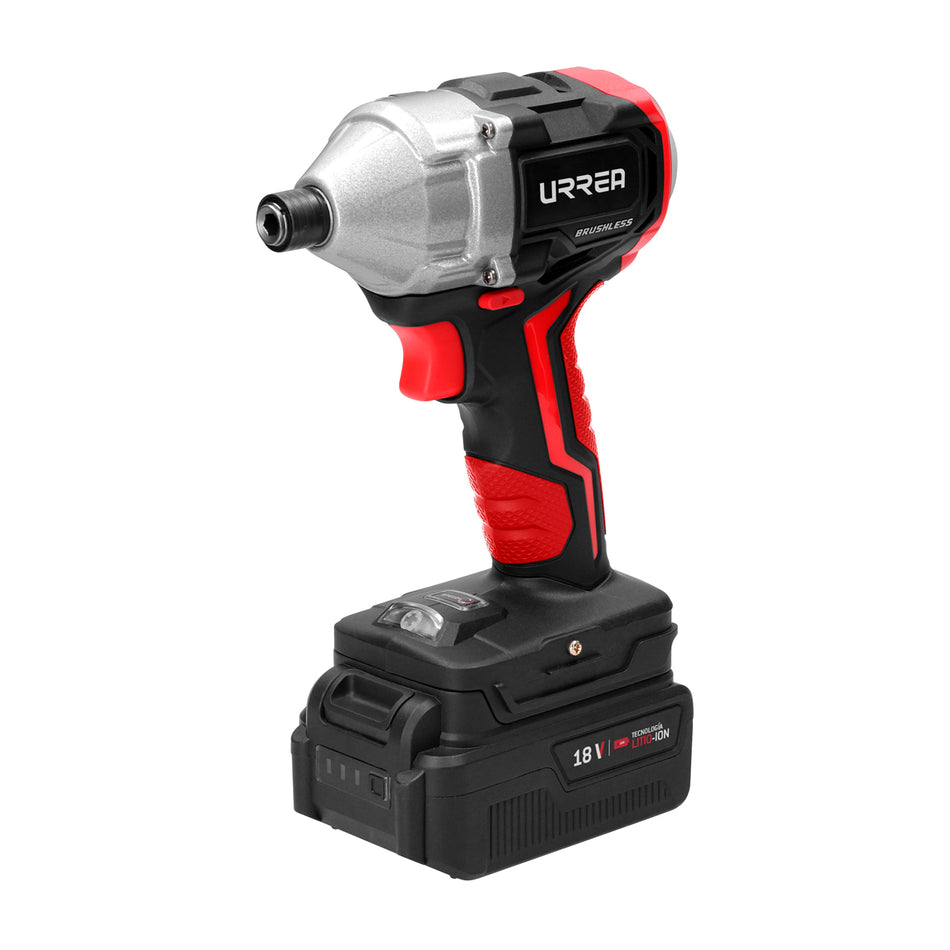 Atornillador de impacto 1/4" a batería Litio-ion 18 V 20 Nm Urrea AI1018