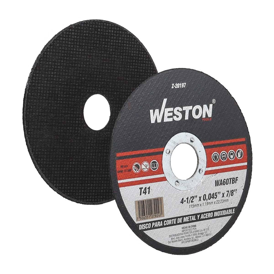 DISCO D/CORTE P/INOXIDABLE Y METAL 4-1/2