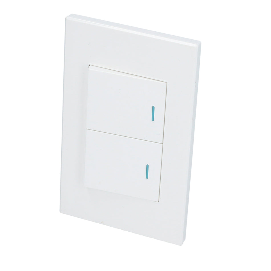 Placa 2 Interruptor 1/2, línea Premium, color blanco Surtek P622B