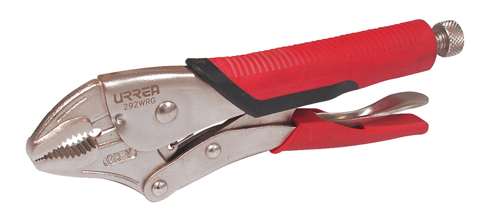 Pinza de presión con mango bimaterial de 10" quijada curva Urrea 292WRG