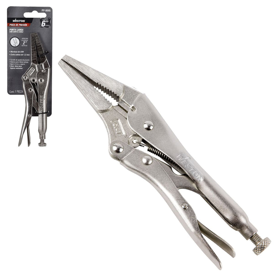 PINZA DE PRESION PUNTA LARGA C/CORTA CAB