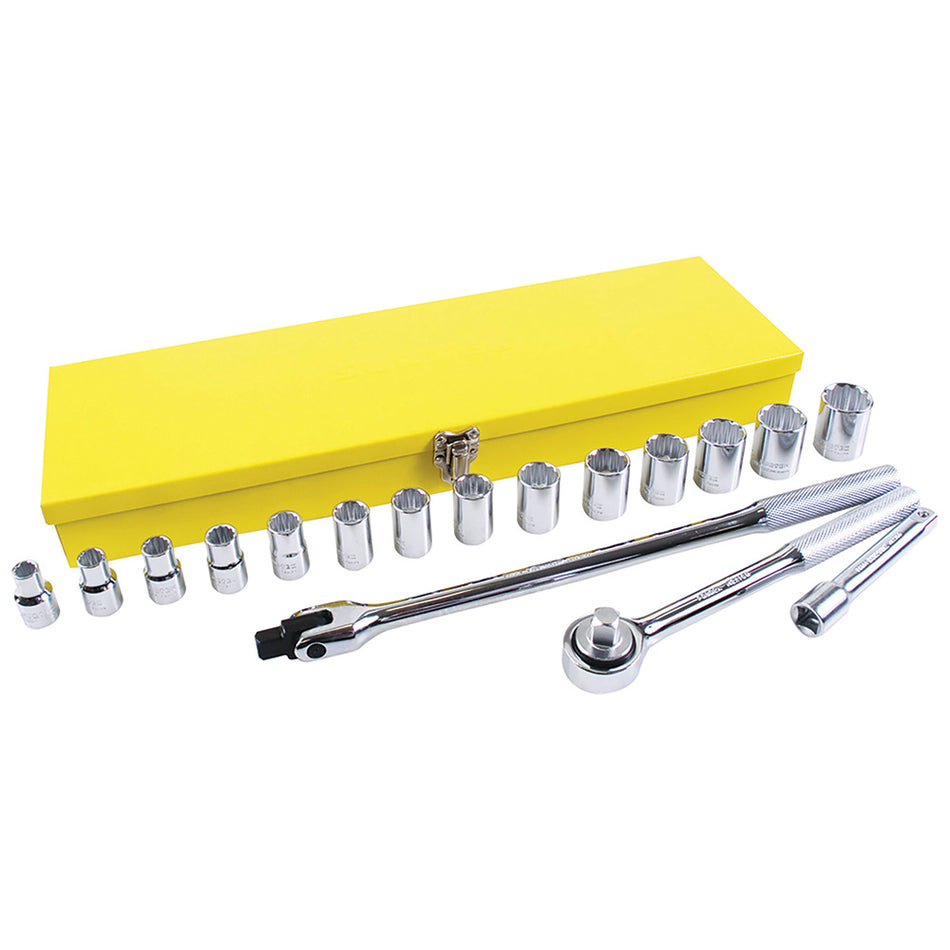 Juego de dados y accesorios cuadro de 1/2" en pulgadas, 17 piezas Surtek F09S