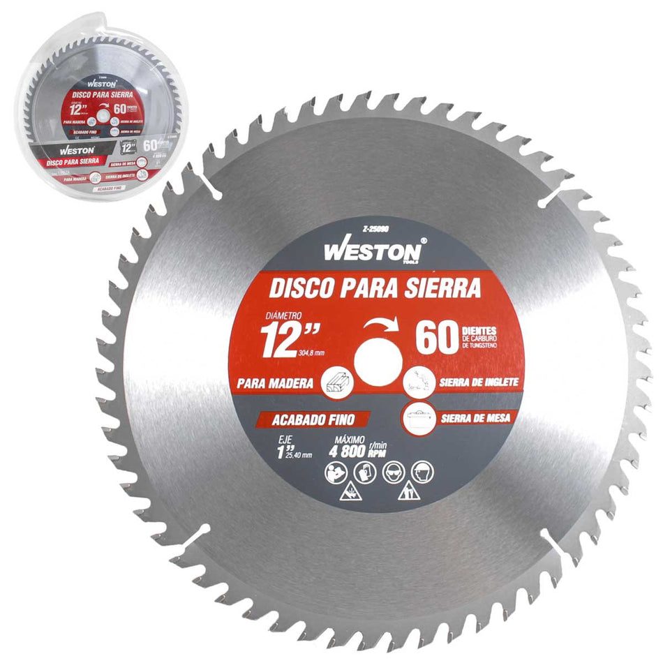 DISCO PARA SIERRA CIRCULAR P/MADERA 12 X