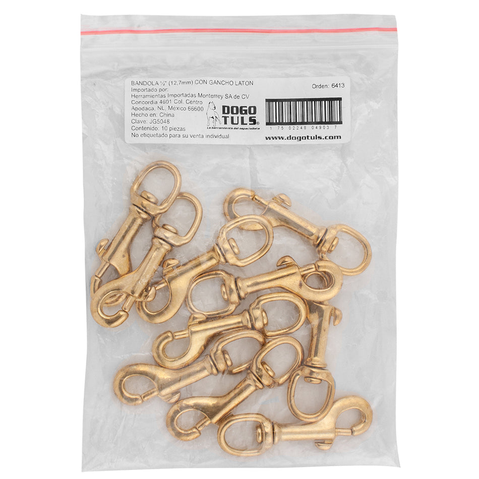 BANDOLA 1/2" CON GANCHO LATON SOLIDO DOGOTULS JG5048