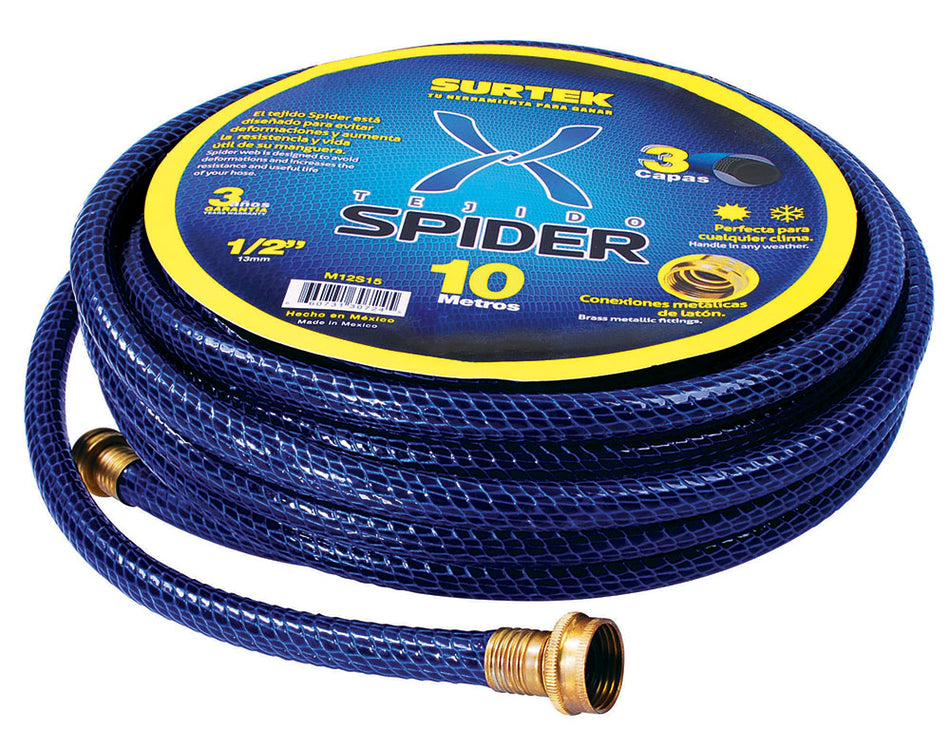 Manguera para jardín tejido spider con conector metálico 3/4", 25 m Surtek M34S25