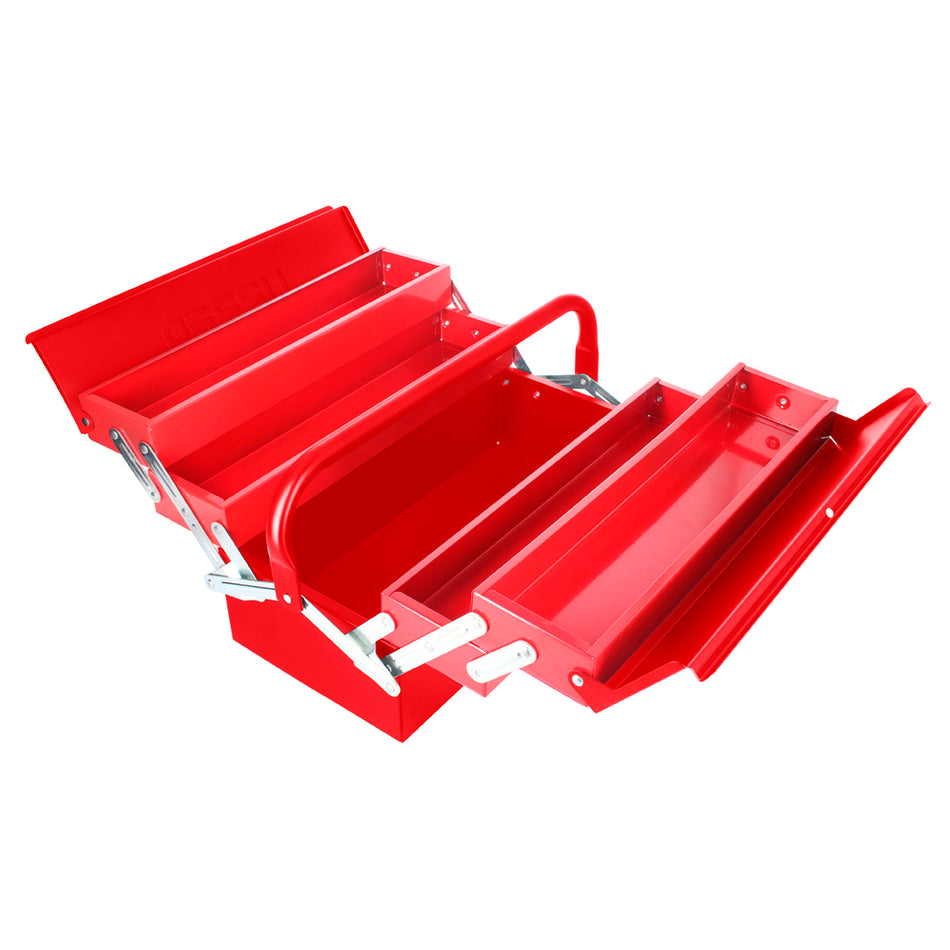 Caja portaherramientas metálica tipo acordeón roja 7" x 16" x 8" Urrea CMA2