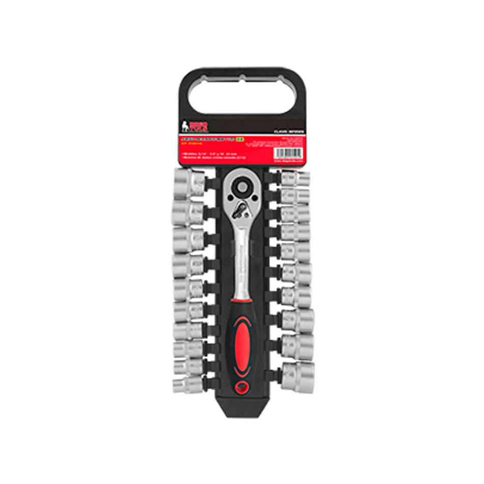 JUEGO DADOS D3 3/8" MM-STD MATRACA 21PZ DOGOTULS MP2005