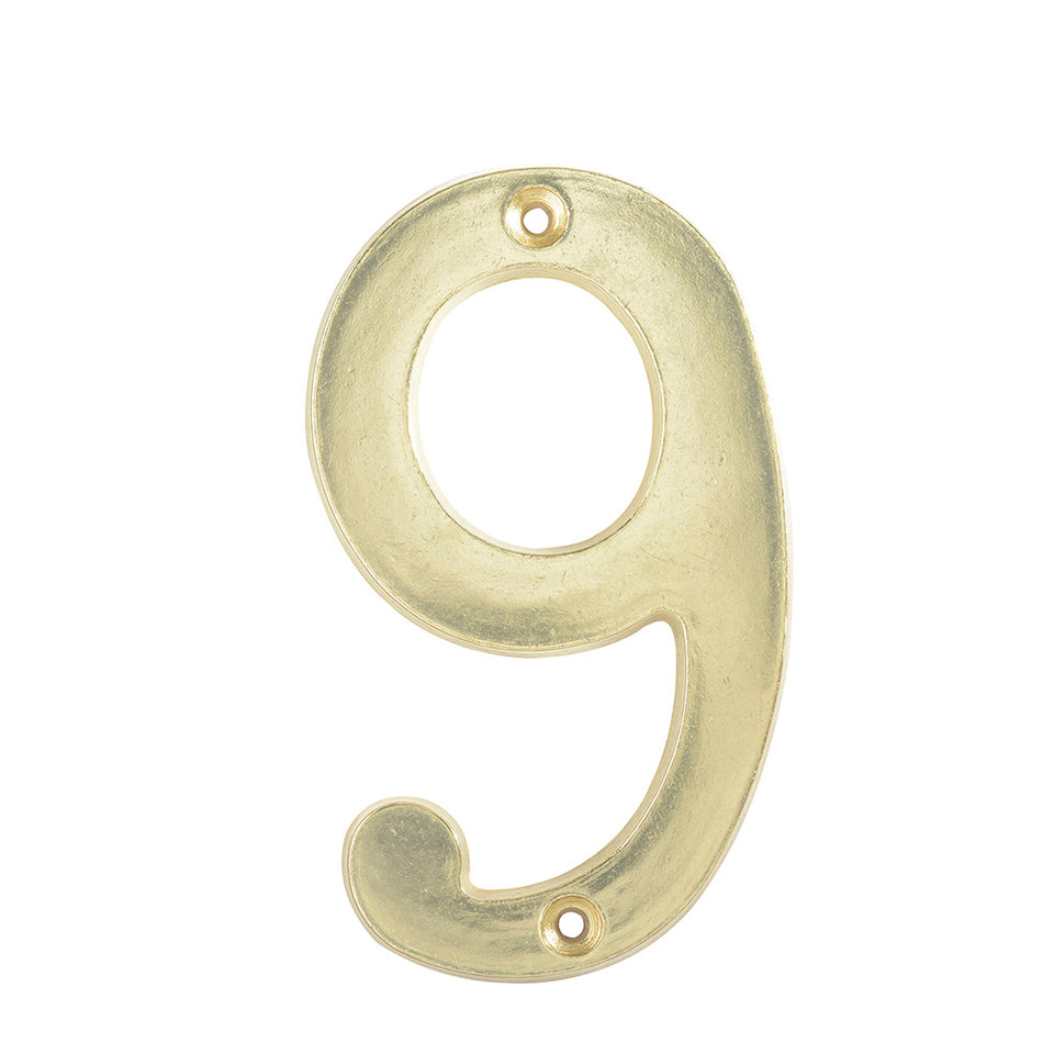 Número 9 slim 4" latón brillante Lock L6809LB