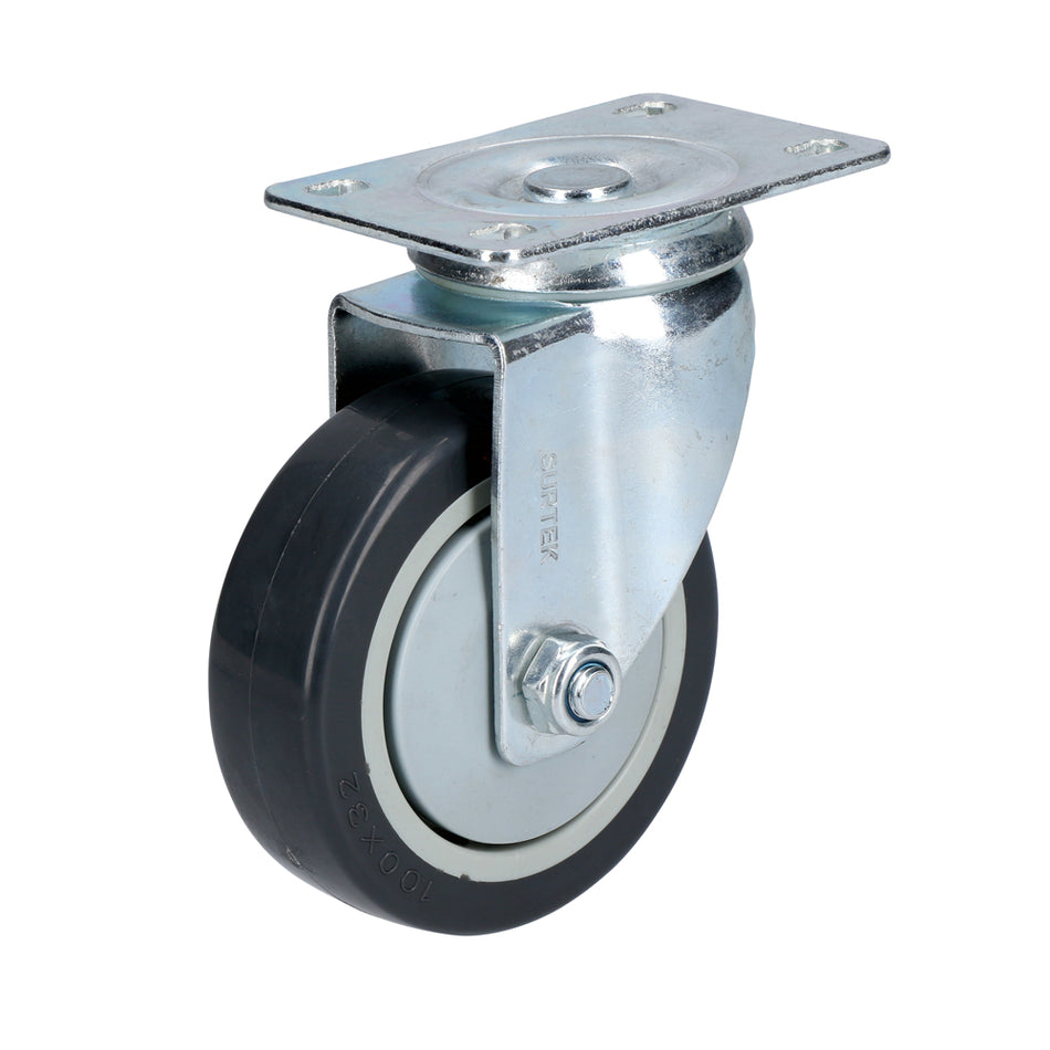 Rodaja de poliuretano negro giratoria 3" Surtek RG7G