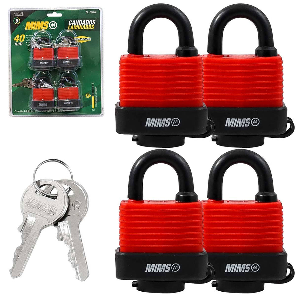 JGO 4PZS CANDADO D/ACERO PRUEBA D/AGUA C