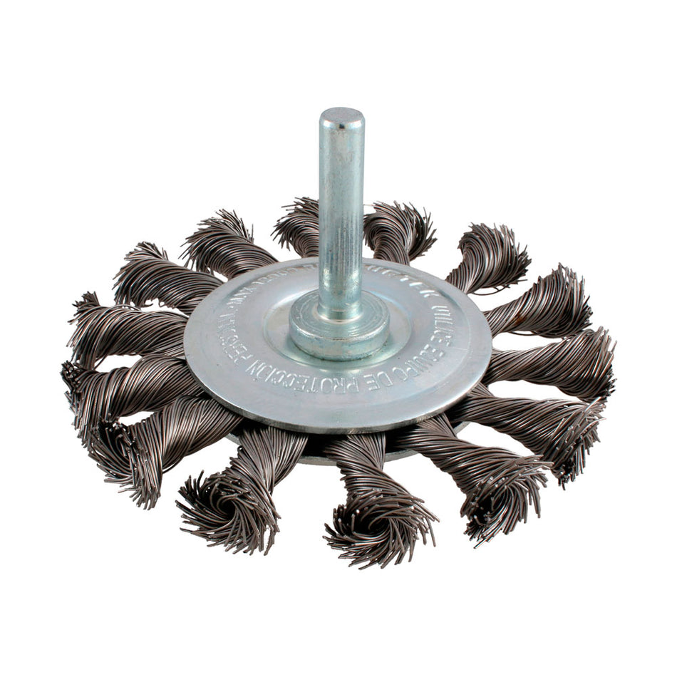 Carda circular trenzada alambre grueso 3" x 0.50 mm con zanco 1/4" Surtek C569