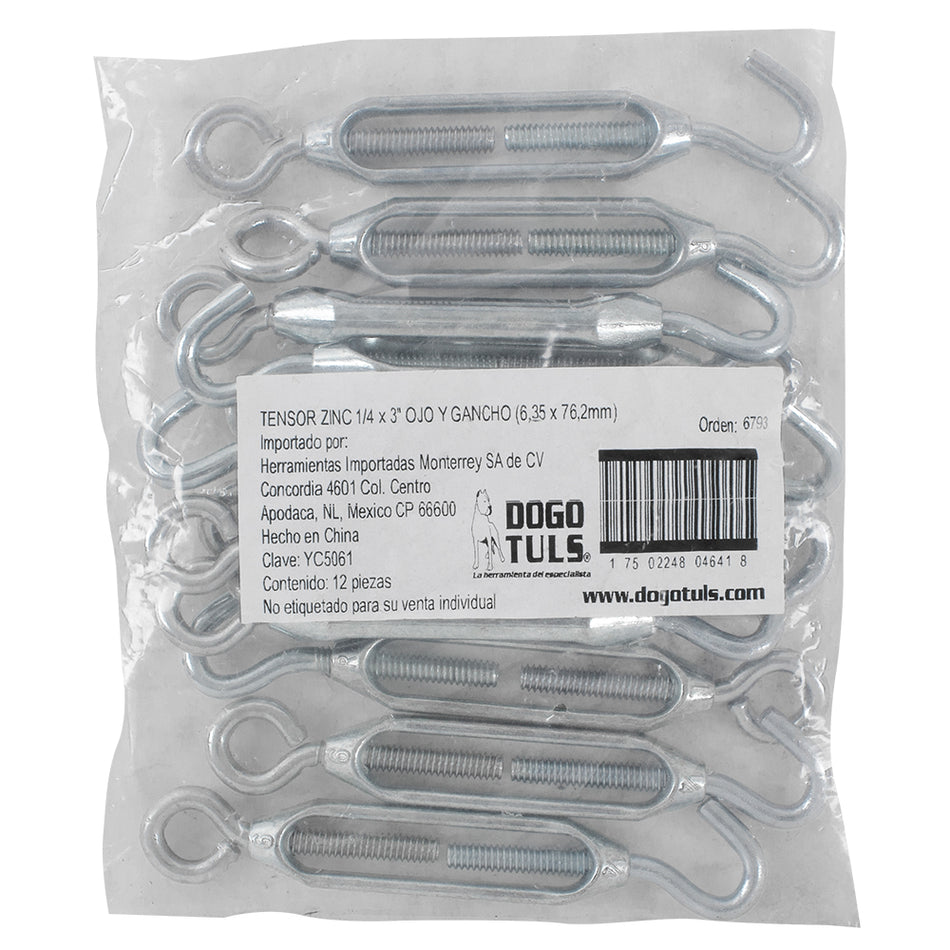 TENSOR ZINC 1/4 X 3 OJO Y GANCHO DOGOTULS YC5061