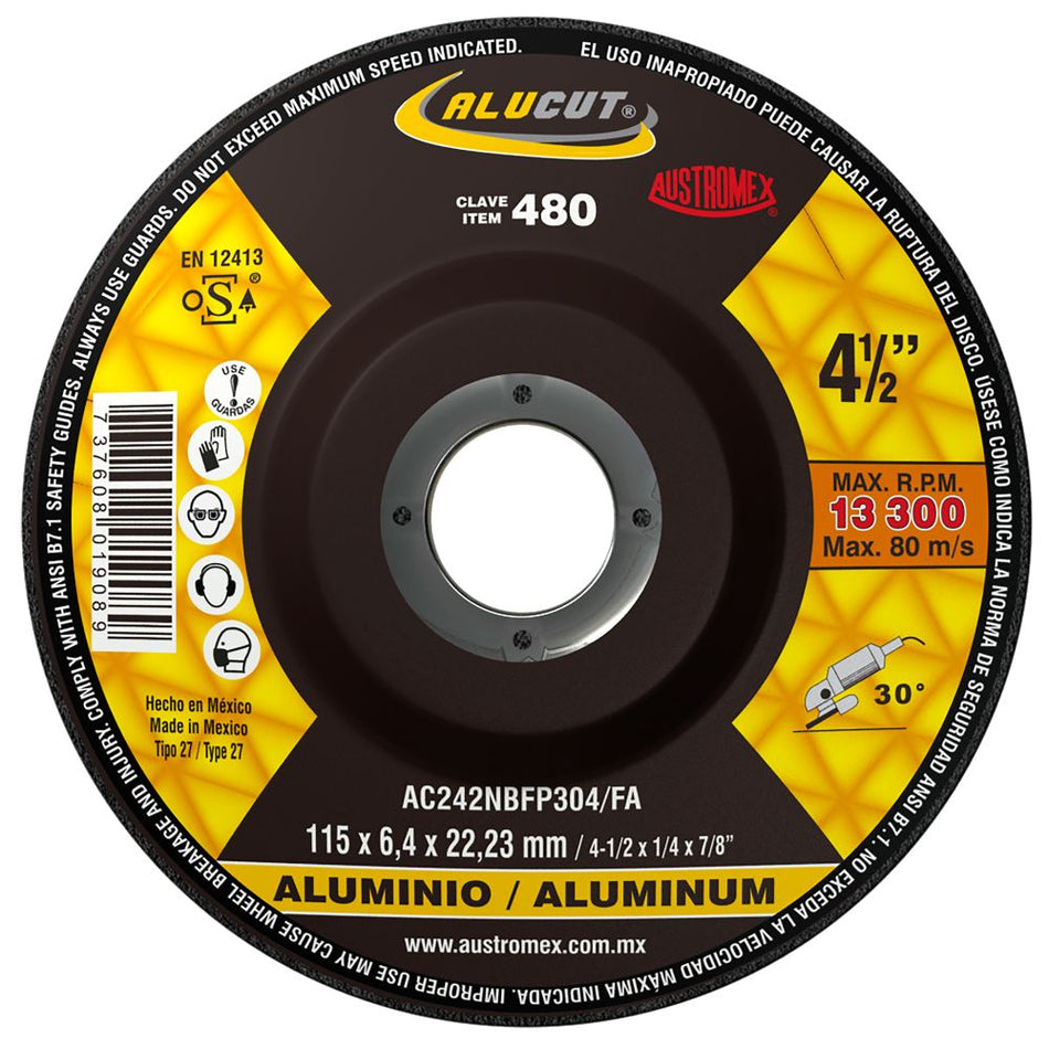 Disco abrasivo para desbaste de aluminio