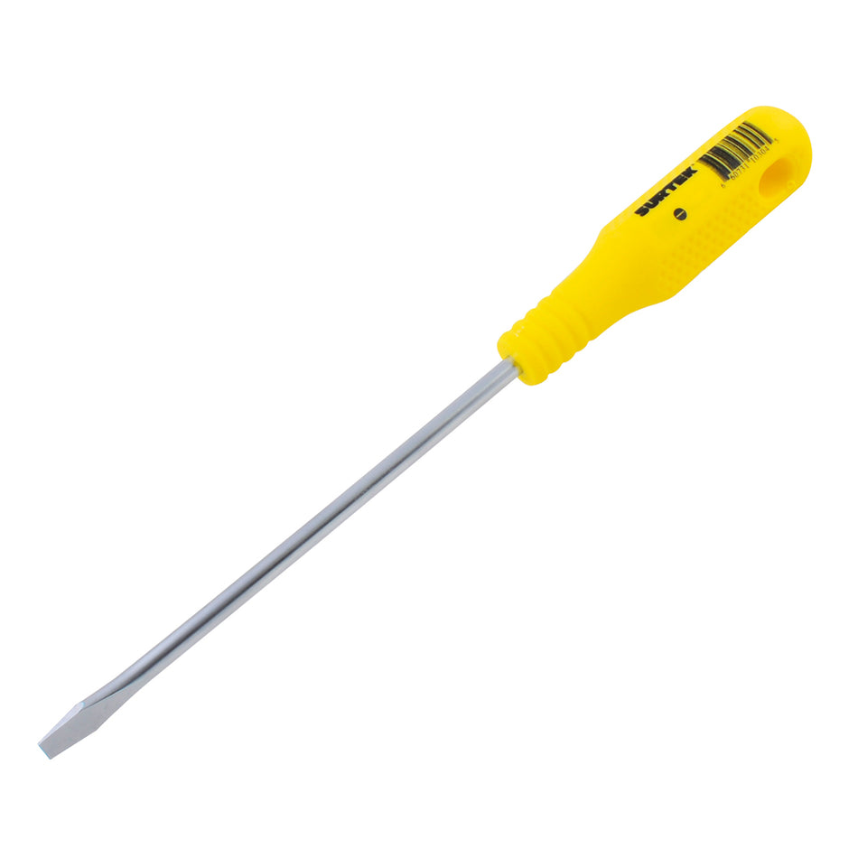 Destornillador con mango amarillo, punta plana barra redonda 3/8" x 8" Surtek D408