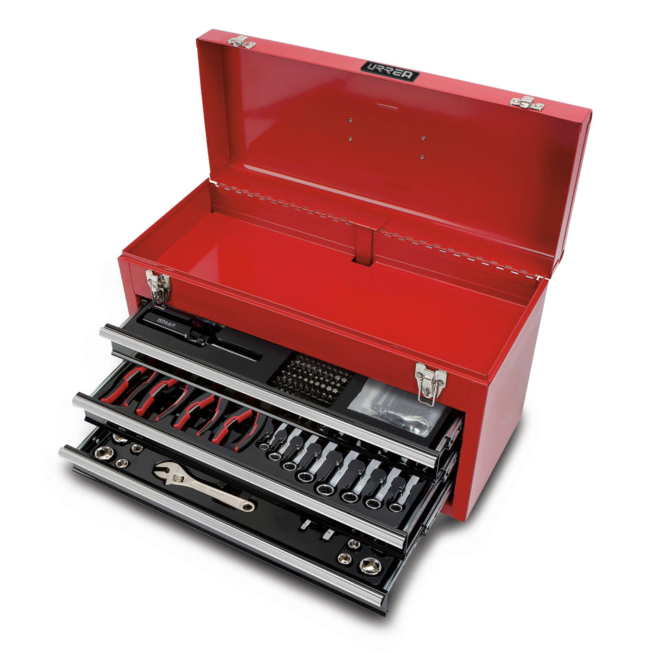 Juego combinado de herramienta 178 piezas, con caja metálica Urrea JCM01
