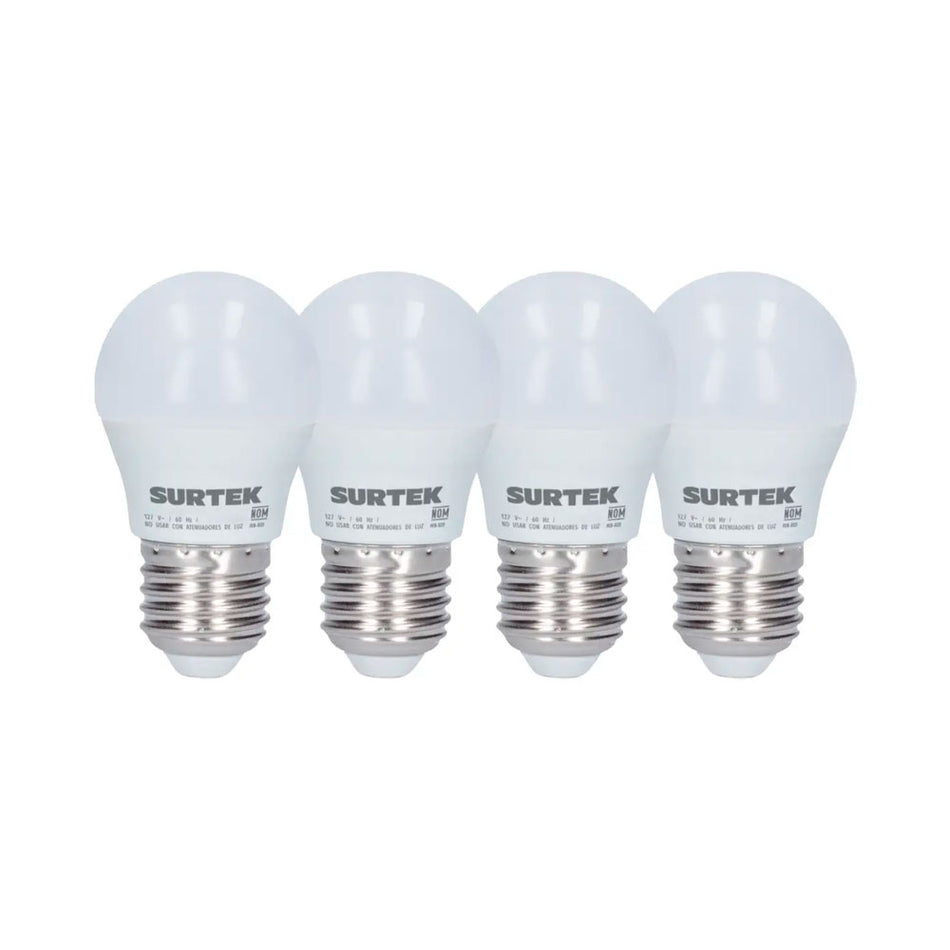 Paquete de 4 lámparas de LED tipo bulbo A19, 5 W luz de día Surtek PLBD5