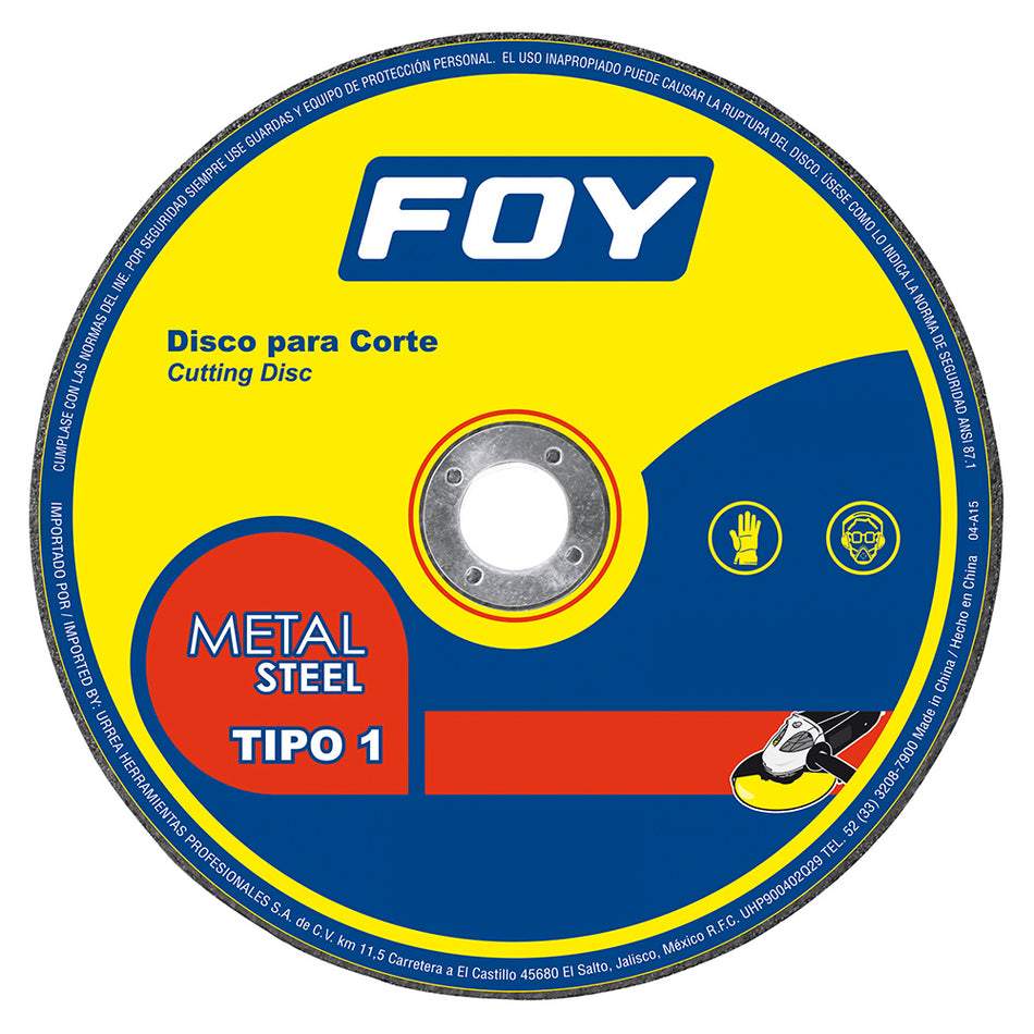 Disco abrasivo tipo 1 para metal 9" x 3 mm Foy 143526