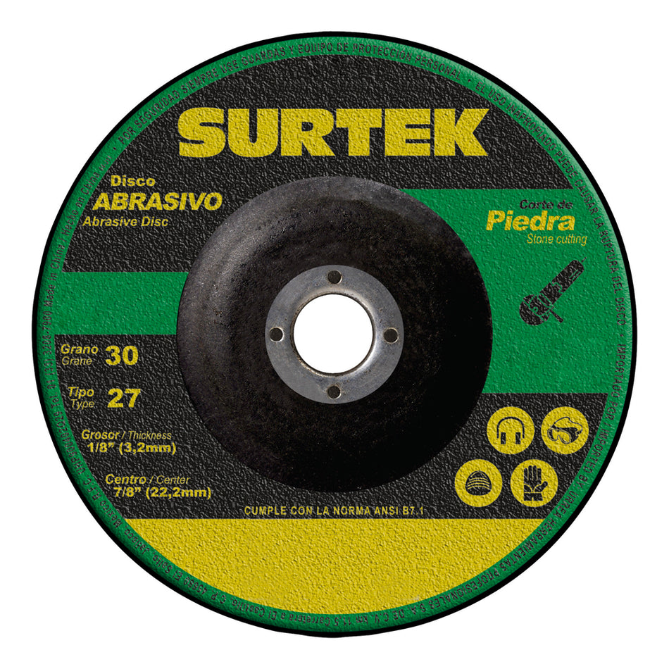 Disco abrasivo tipo 27 para piedra 7" x 1/8" Surtek 123331