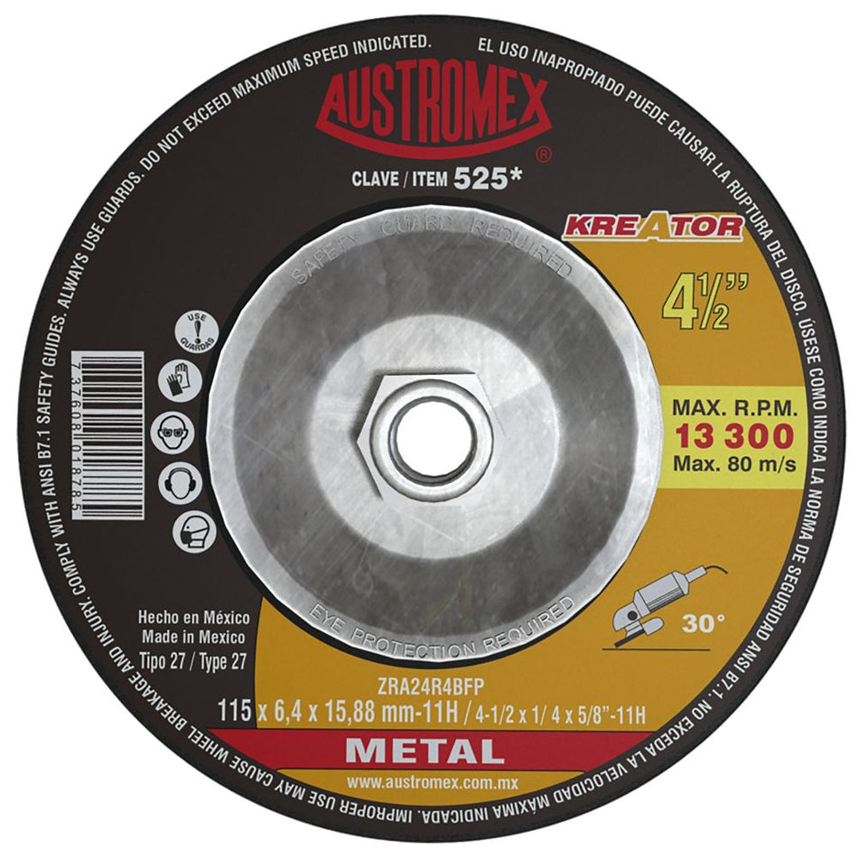 Disco abrasivo para debaste de metal de