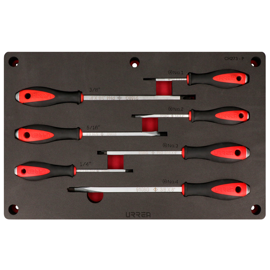 Juego de destornilladores con mango de golpe combinados 7 piezas, CH273P-C Urrea CH273P