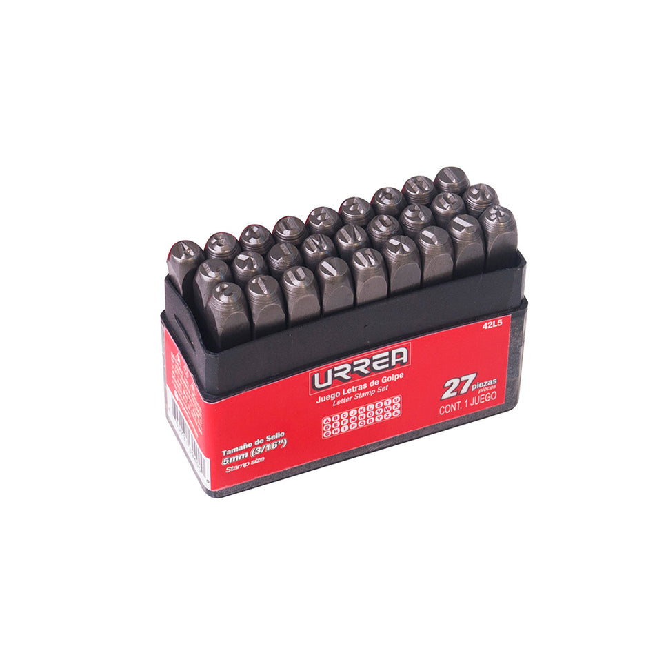 Juego de letras de la "A" a la "Z" de golpe 5 mm, 27 piezas Urrea 42L5