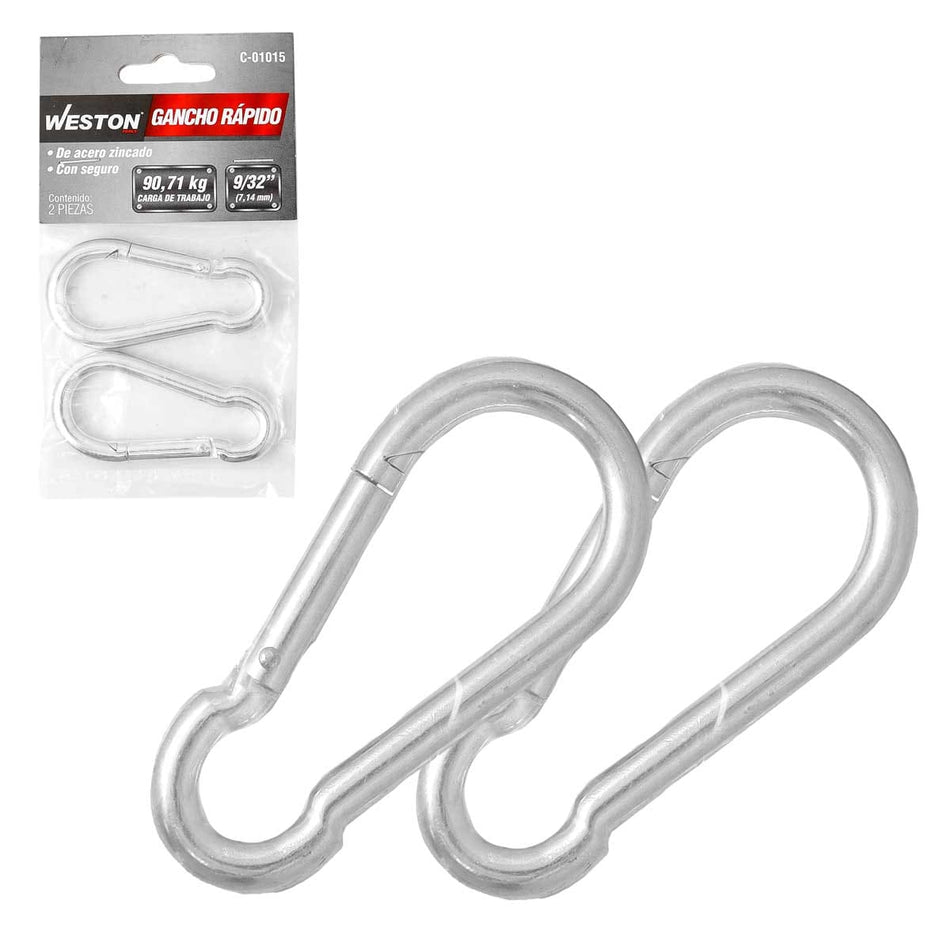 GANCHO RAPIDO ACERO C/SEGURO ZINC 7MM X