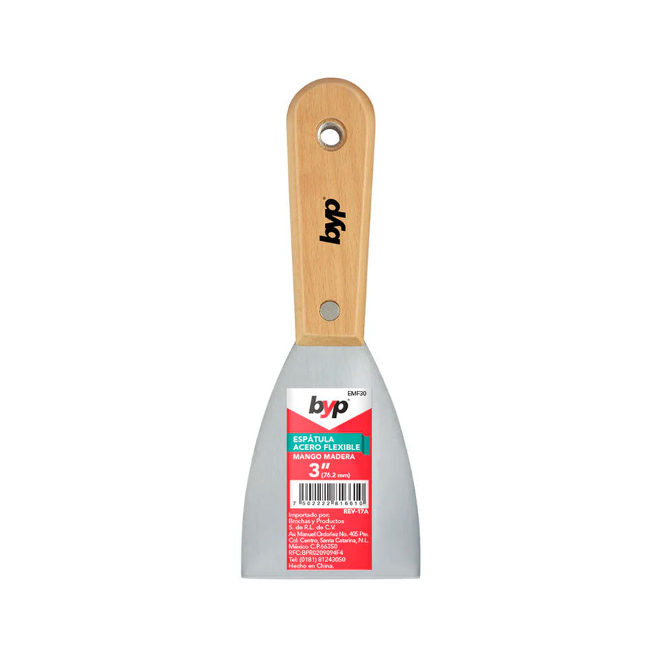 ESPÁTULA FLEXIBLE MANGO MADERA 3", BYP