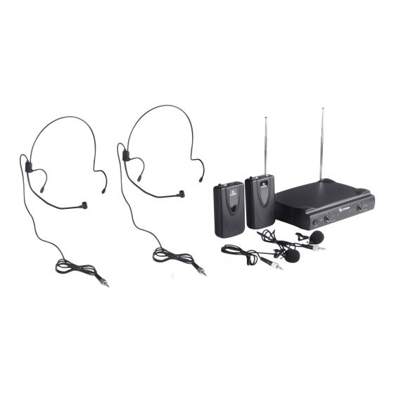 SISTEMA DE 2 MICROFONOS INALAMBRICOS VHF