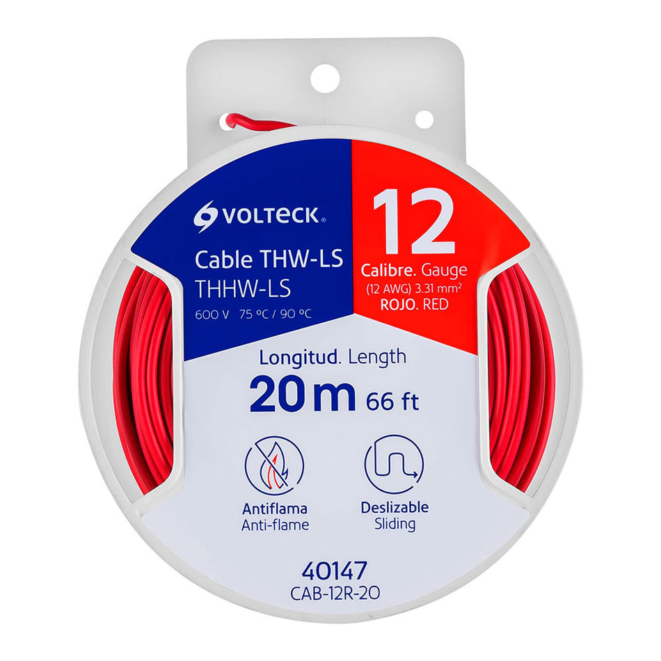 Carrete con 20 m de cable THHW-LS 12 AWG