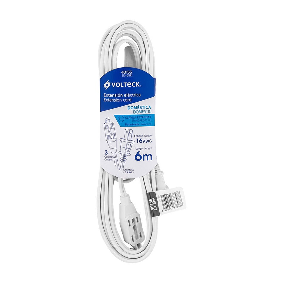 Extensión eléctrica doméstica 6 m blanca