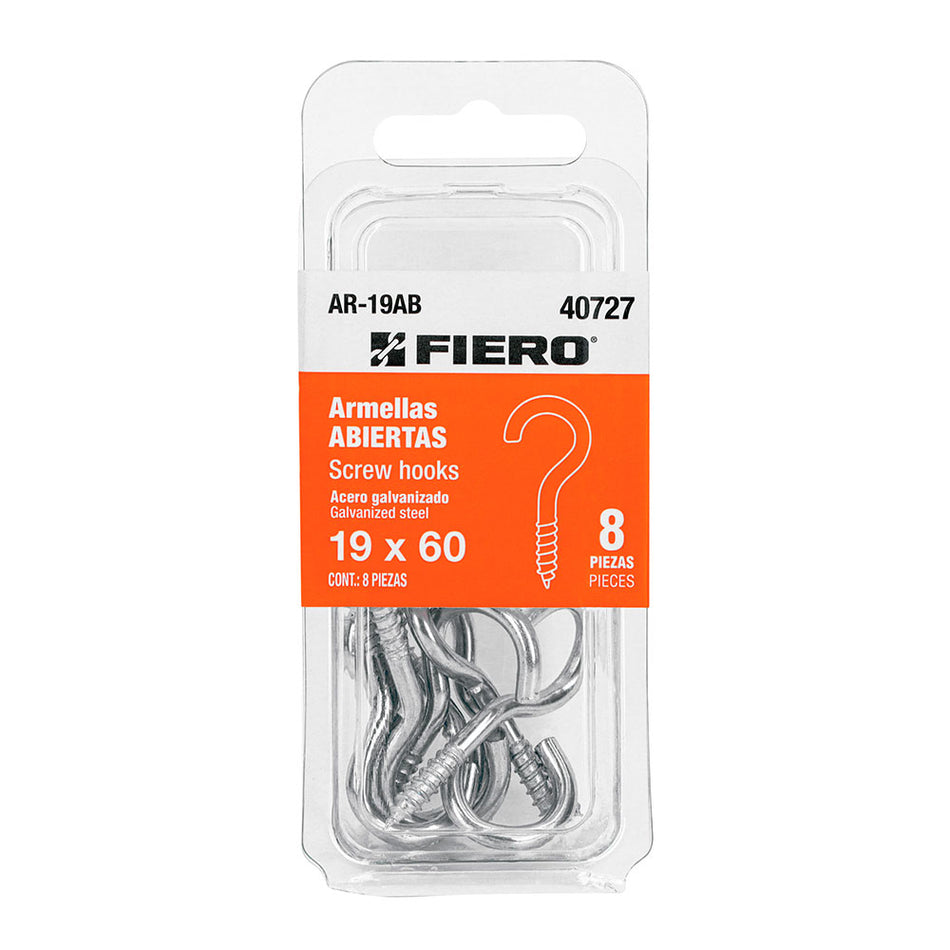 Blíster con 8 armellas abiertas de 19 x