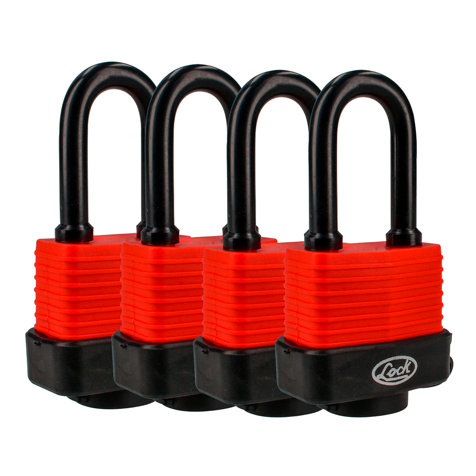Juego de candados impermeables largos 40 mm, llave estándar, 4 piezas Lock J4CIL