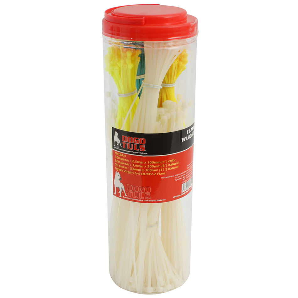 CINTILLAS SUJETACABLE BOTE 650 PZAS DOGOTULS WL8027
