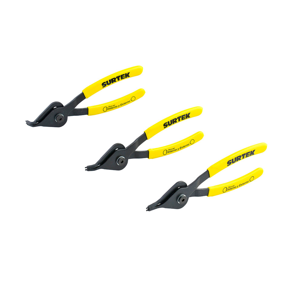 Juego de pinzas para anillos de retención convertibles, 3 piezas Surtek P02