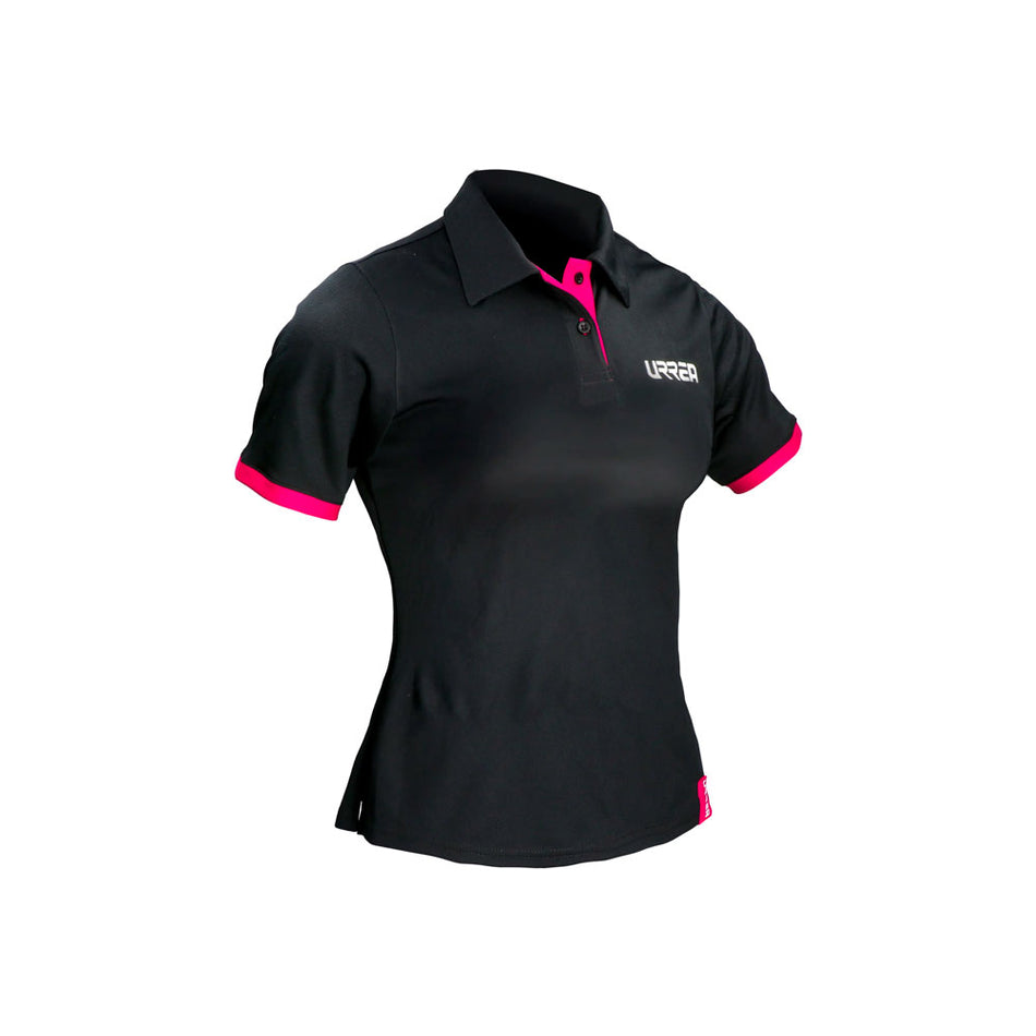 Playera tipo polo dry fit para dama color negro talla L Urrea PDFIL