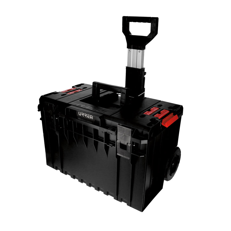Caja portaherramientas plástica modular con compartimentos color negro 23" x 18" x 27" Urrea CPR27