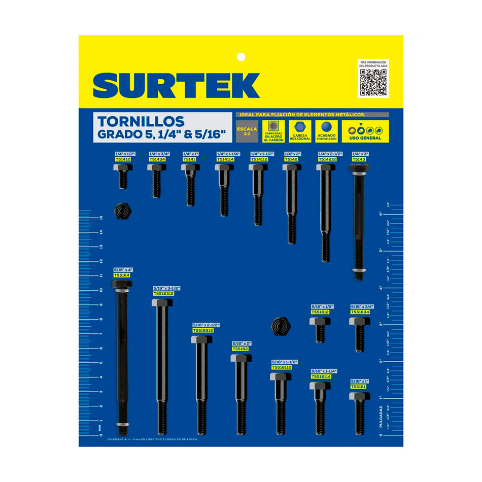 Muestrario de tornillos 5°, 1/4" y 5/16" Surtek MUET11