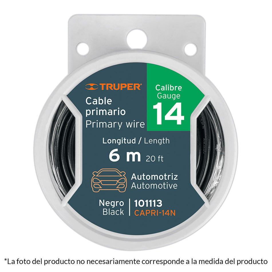 Carrete con 12 m de cable primario negro