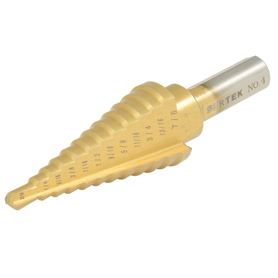 Broca escalonada de acero de alta velocidad #3, 3/16"- 7/8" Surtek 119373
