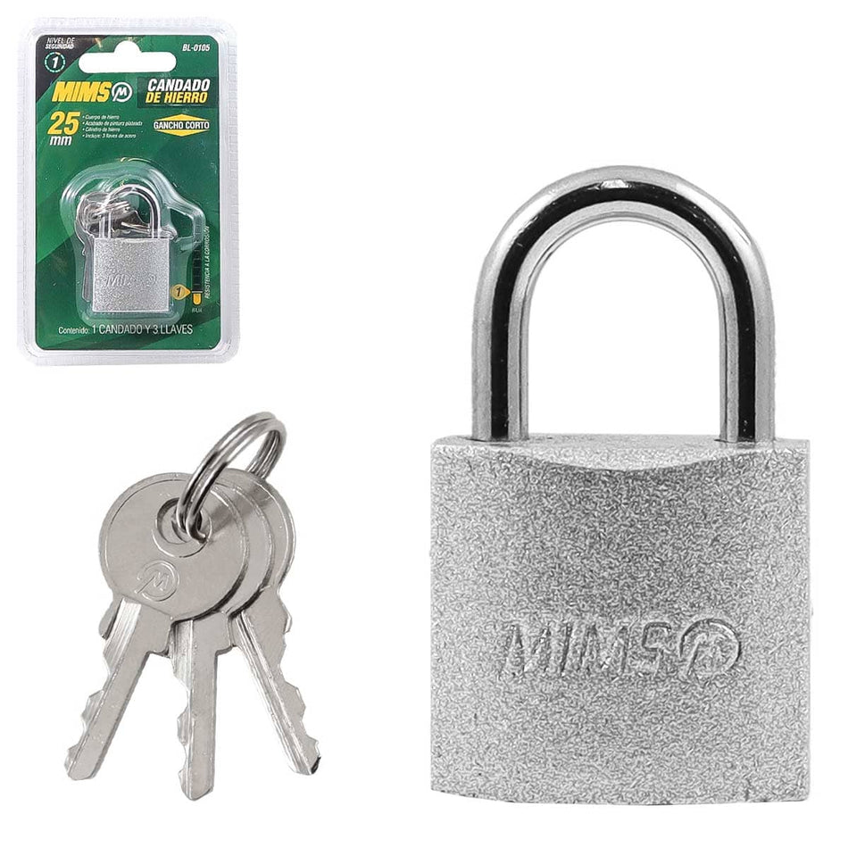 CANDADO DE HIERRO 25MM C/3 LLAVES (CAJA