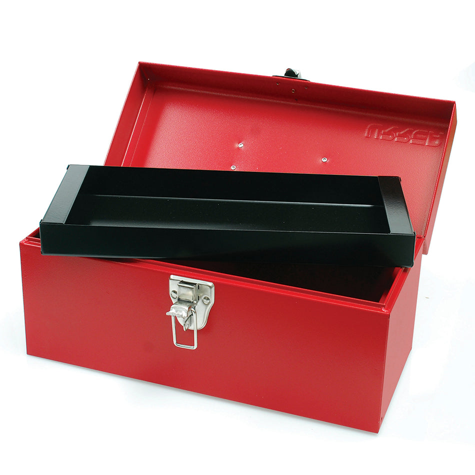Caja portaherramientas métalica con asa plástica color rojo 14" x 6" x 6" Urrea D2