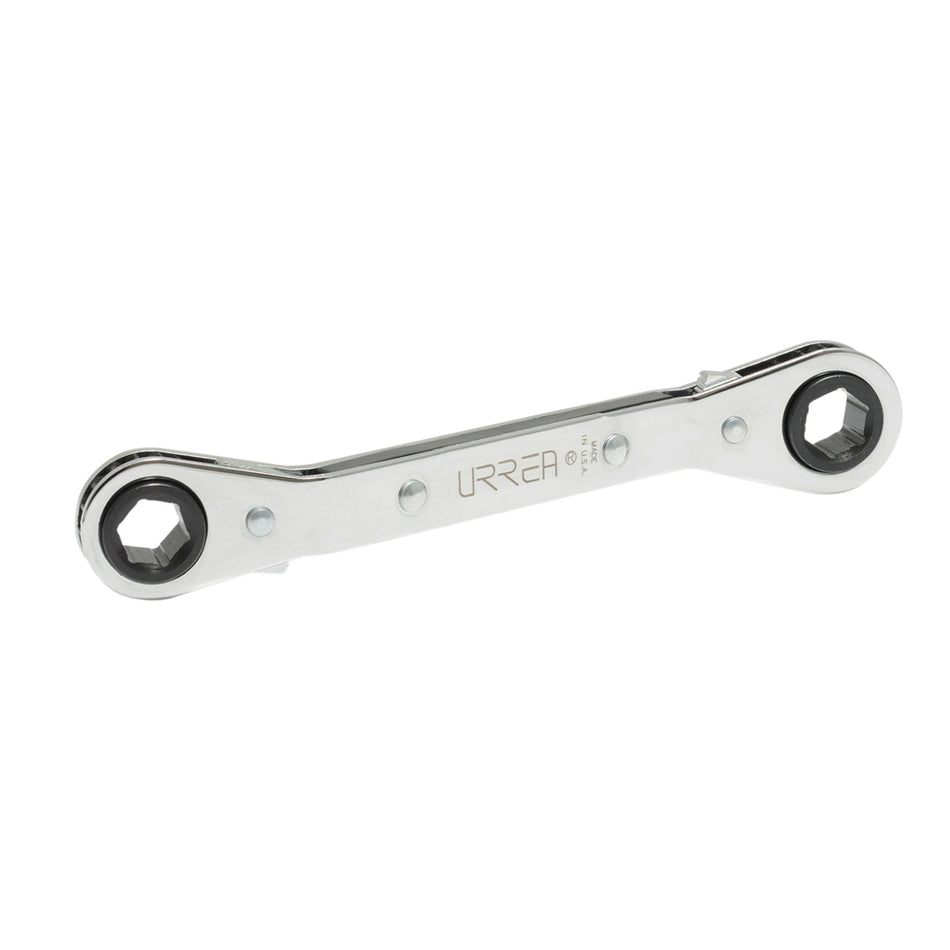 Llave de estrías pulido espejo acodada de matraca métrica, 12 puntas, 19 x 21 mm Urrea 1187M