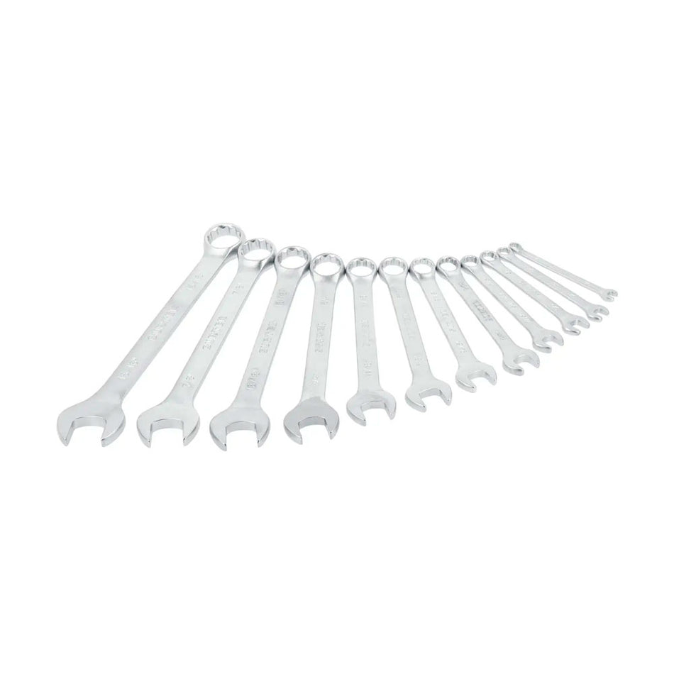 Juego de llaves combinadas satinadas métricas, 12 puntas, 12 piezas en rack Surtek F12MR