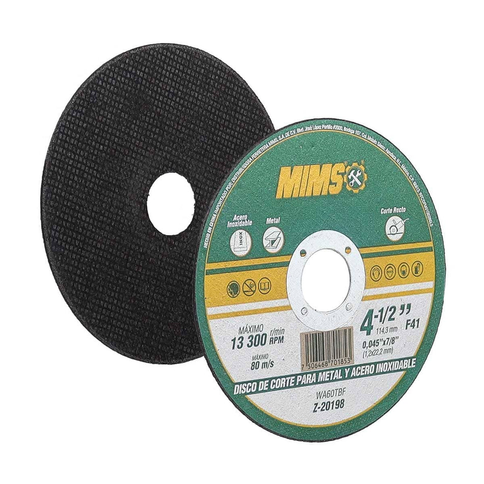 DISCO D/CORTE P/INOXIDABLE Y METAL 4-1/2