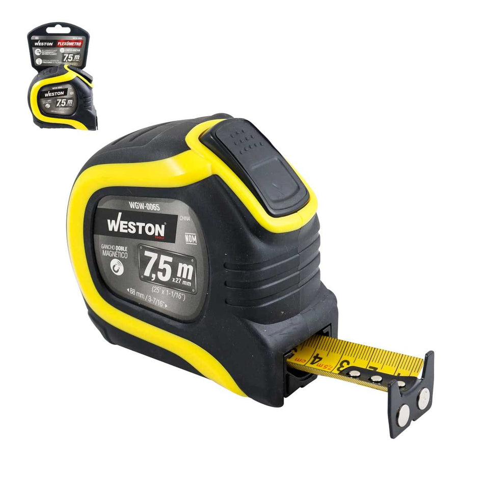 FLEXOMETRO 7.5M X 27MM AMARILLO CINTA AN