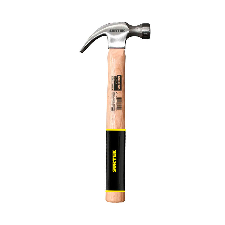 Martillo de uña curva pulido con mango de madera, 8 oz Surtek 408CG