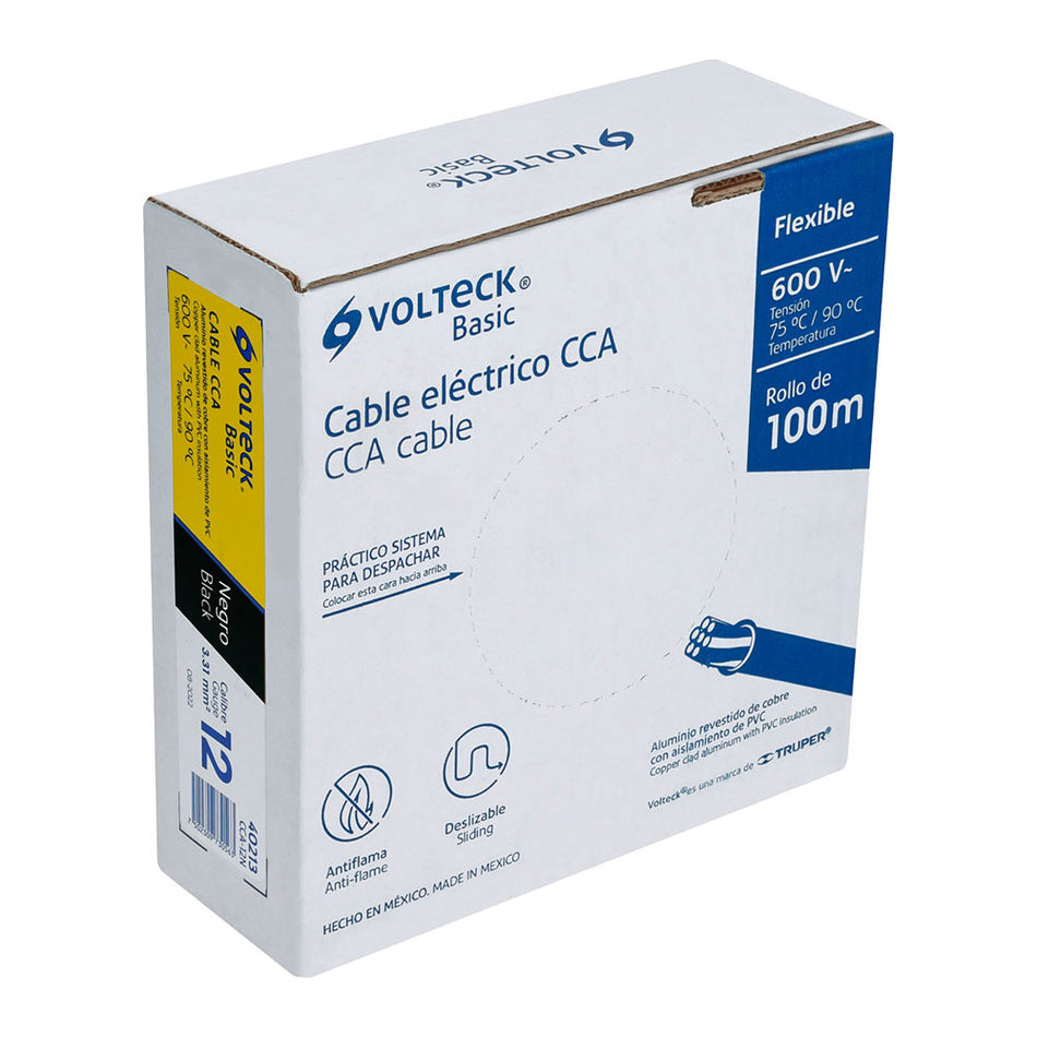 Rollo de 100 metros de cable THW CCA 12