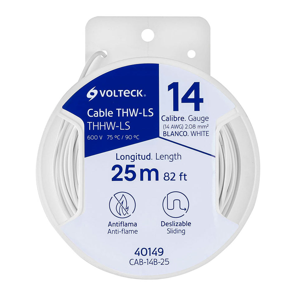Carrete con 25 m de cable THHW-LS 14 AWG