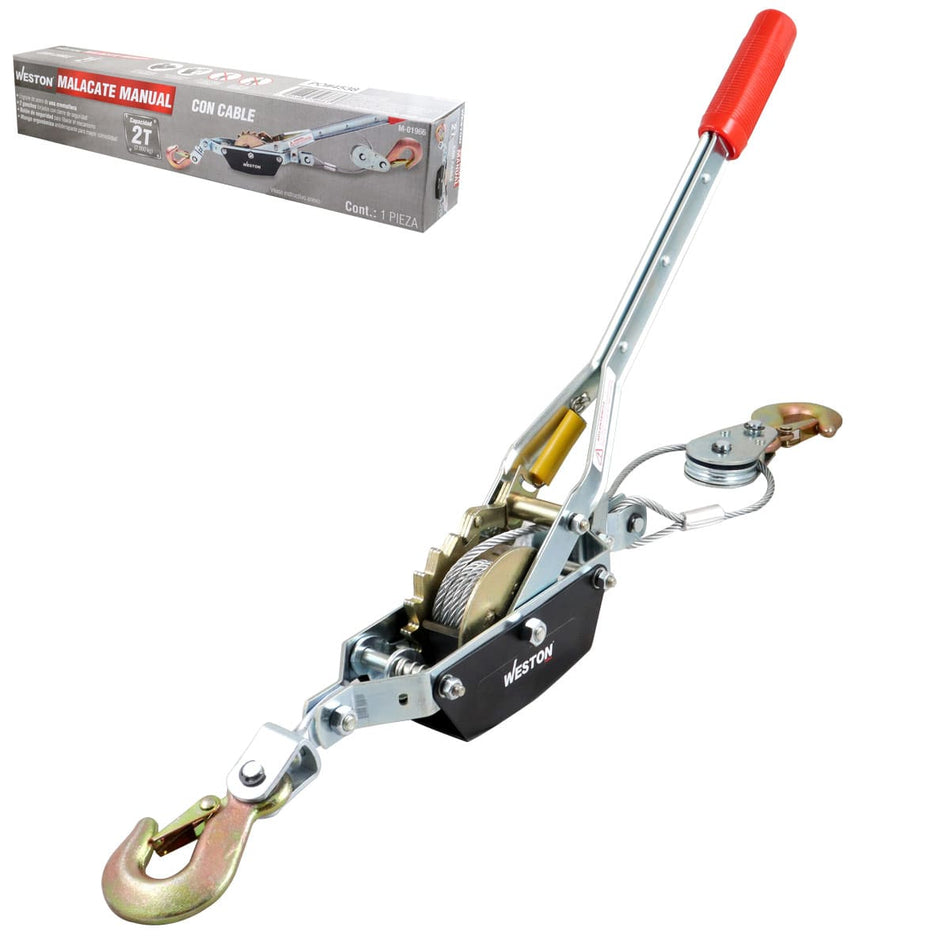 MALACATE MANUAL C/CABLE 2 TON, WESTON